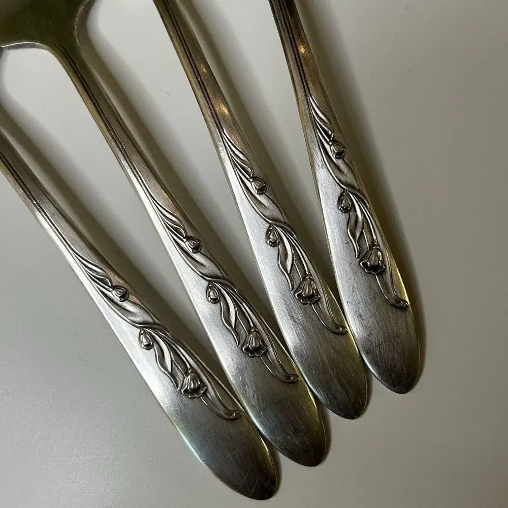 Carlton Silver Plate Salad Fork Set Of 4 Forks Cherie Pattern - Picture 3 of 12